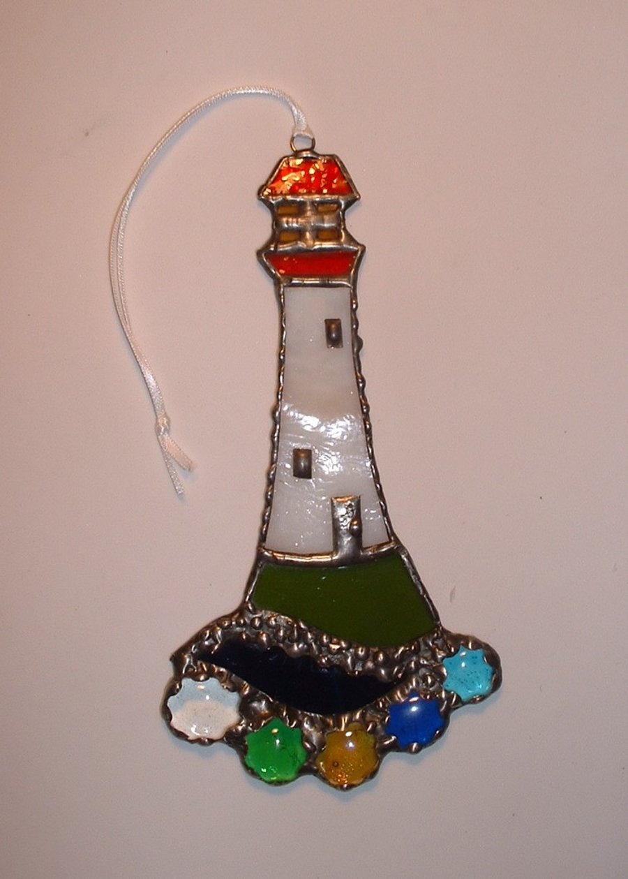 Stained Glass Lighthouse Suncatcher