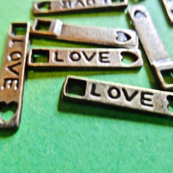 15 x Bronze Tone Love charms 