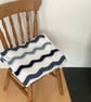 BLANKET, THROW. Ripples. Crocheted .' Ocean' . Blue, white.  - Image 6