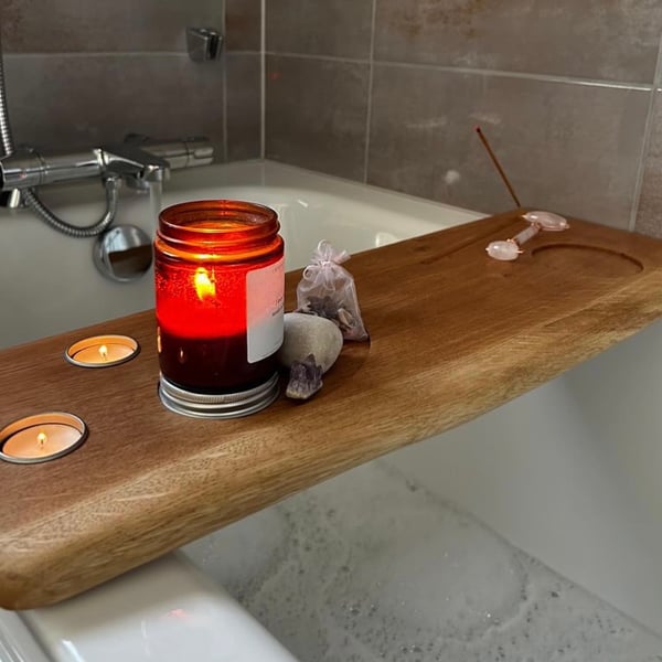 Solid Oak bath board for incense and crystals