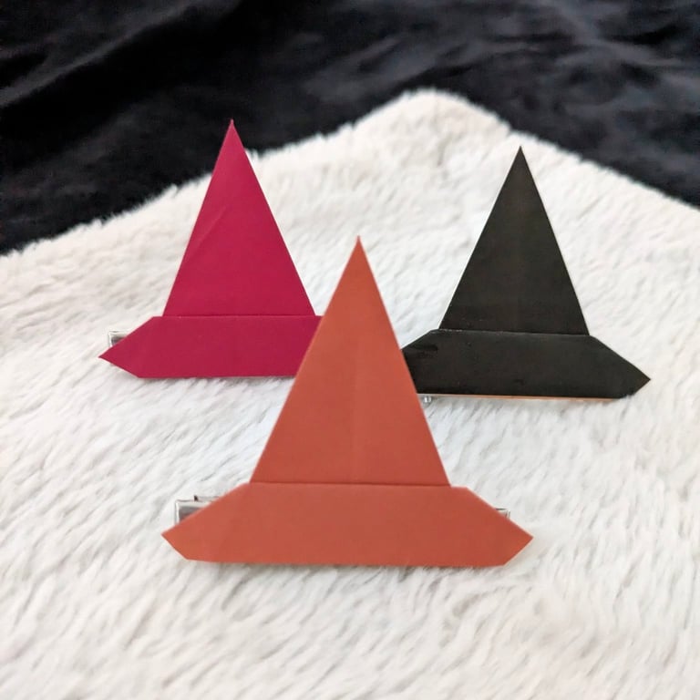 (Free UK Delivery) Origami Witch Hat Hair Clip - for Halloween