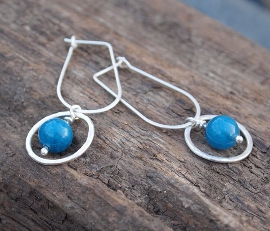 Silver ring or hoop earrings with kyanite stones