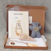 Teddy bear letterbox gift. Sending Bear Hugs post box gift set. Embroidered gift