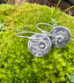 Eco Silver Textured Moon Dangle Earrings