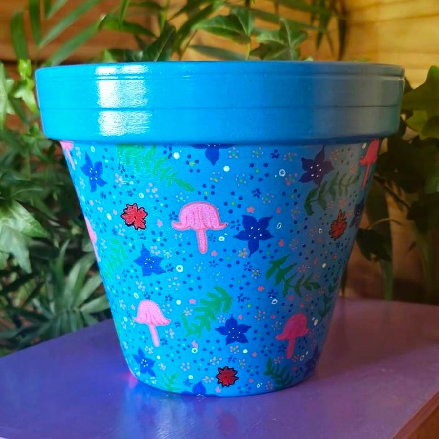 Handpainted sea creature plant pot