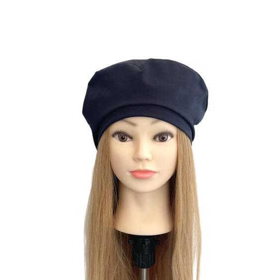 Slouchy hat Unlined navy blue beret hat Soft comfy summer French beret tam hat 