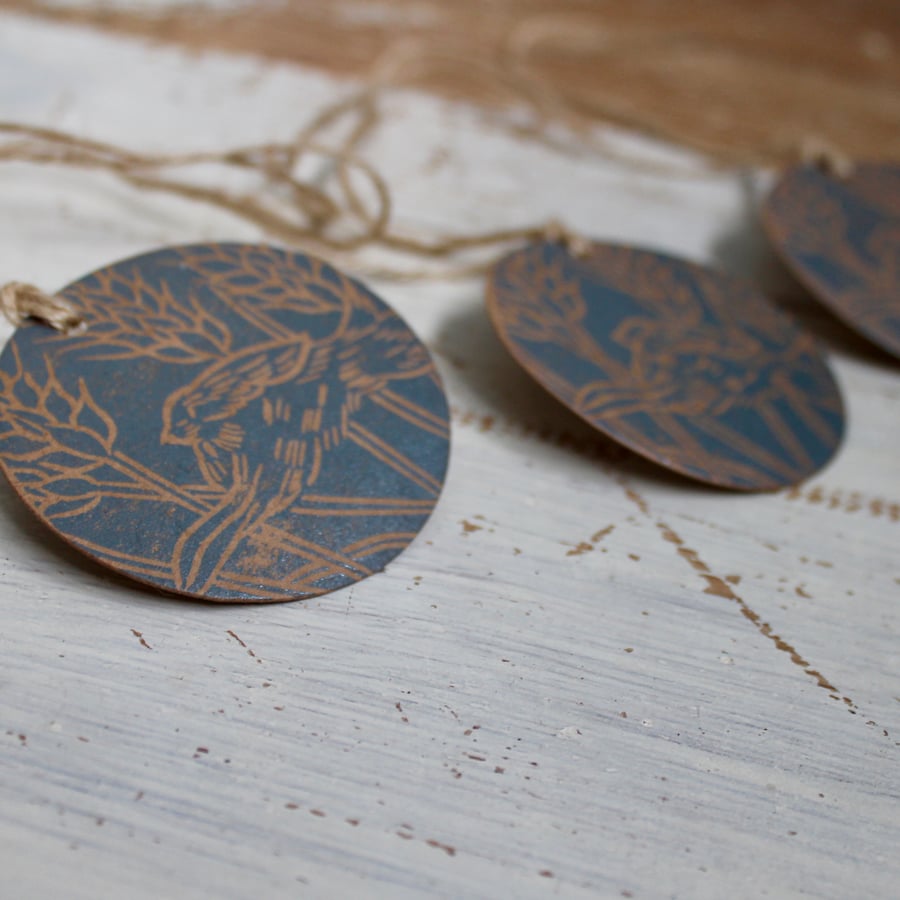Hand printed Hare Gift tags