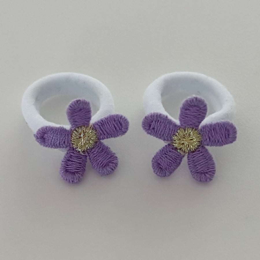 Mini Lilac sparkle flower Hair bobbles 