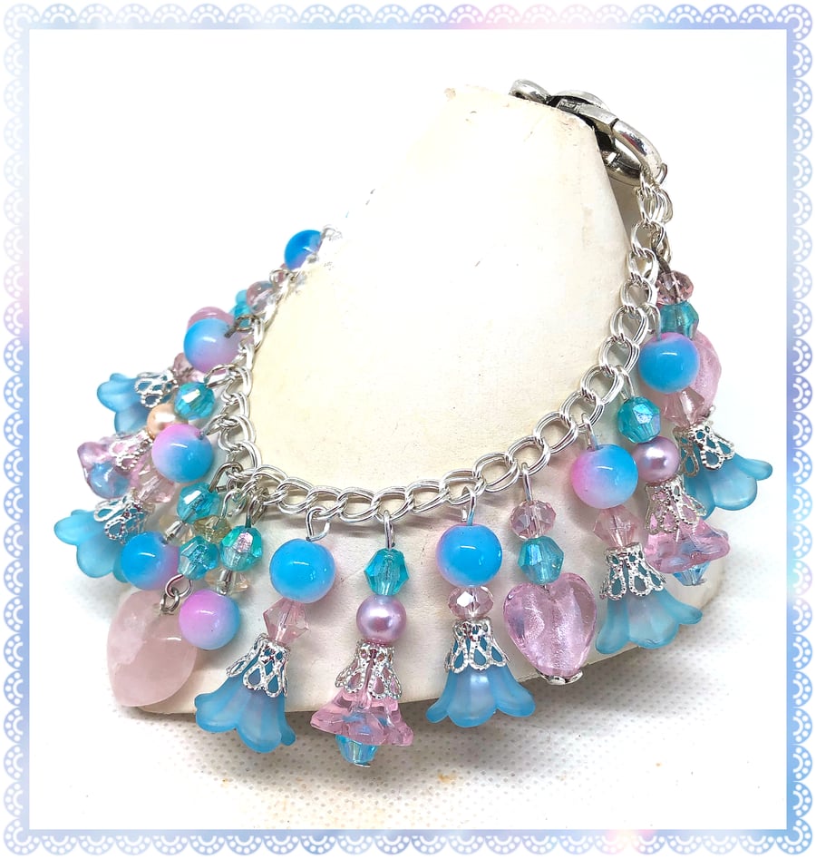 OOAK Hearts and Flowers bracelet 