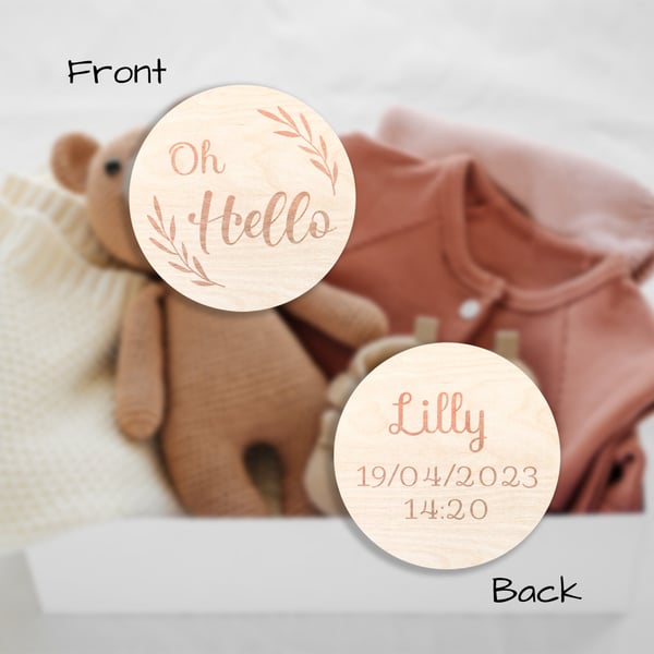 Personalised Wooden Welcome New Baby Gift Baby Shower Gender Reveal Hello World