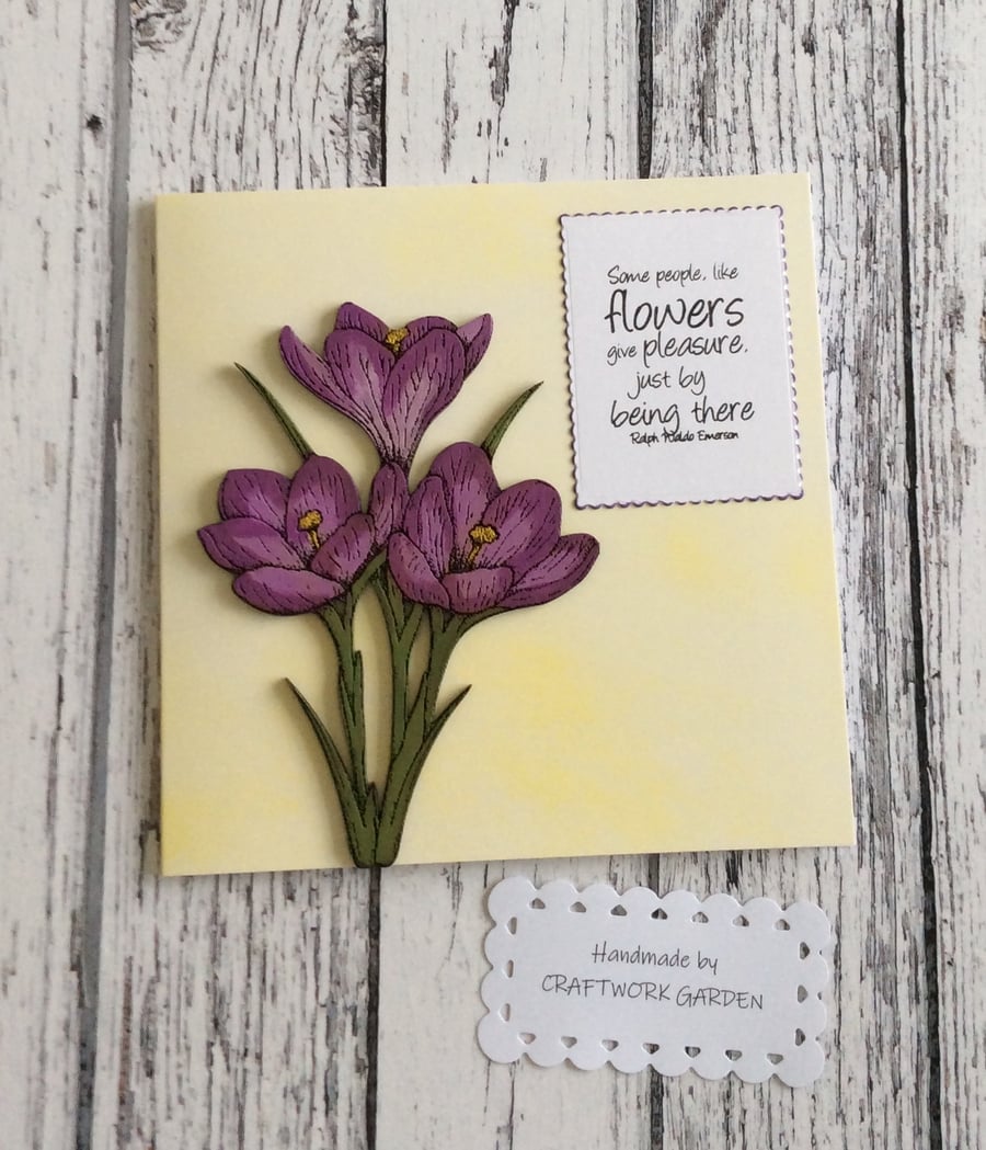 Crocus Greetings Card - Some people, like flowers give pleasure, just by being..