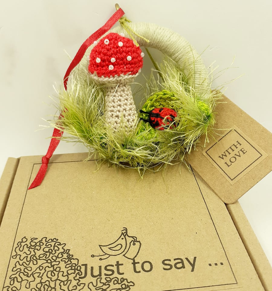 Crochet Toadstool and Ladybird Hanging Decoration 