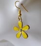 Pretty Yellow Enamel Flower Earrings with gold plated ear-wires - Image 5