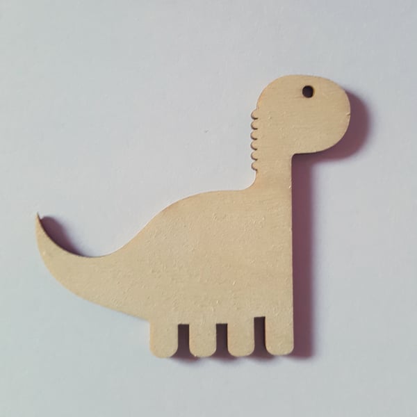 10 x Blank Wooden Craft Shapes - 70mm - Dinosaur (With FREE Jute!) 