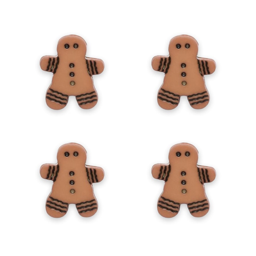 Gingerbread man buttons for children's Christmas knitting and crochet 15mm