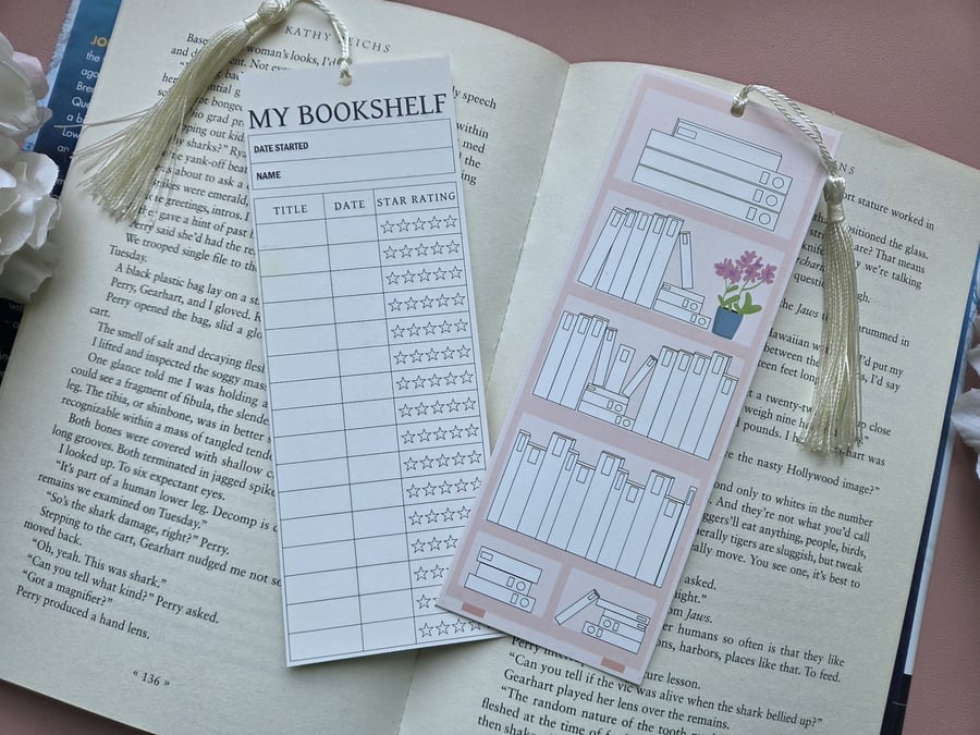 Beige Reading List Rating Bookmark With Tassel