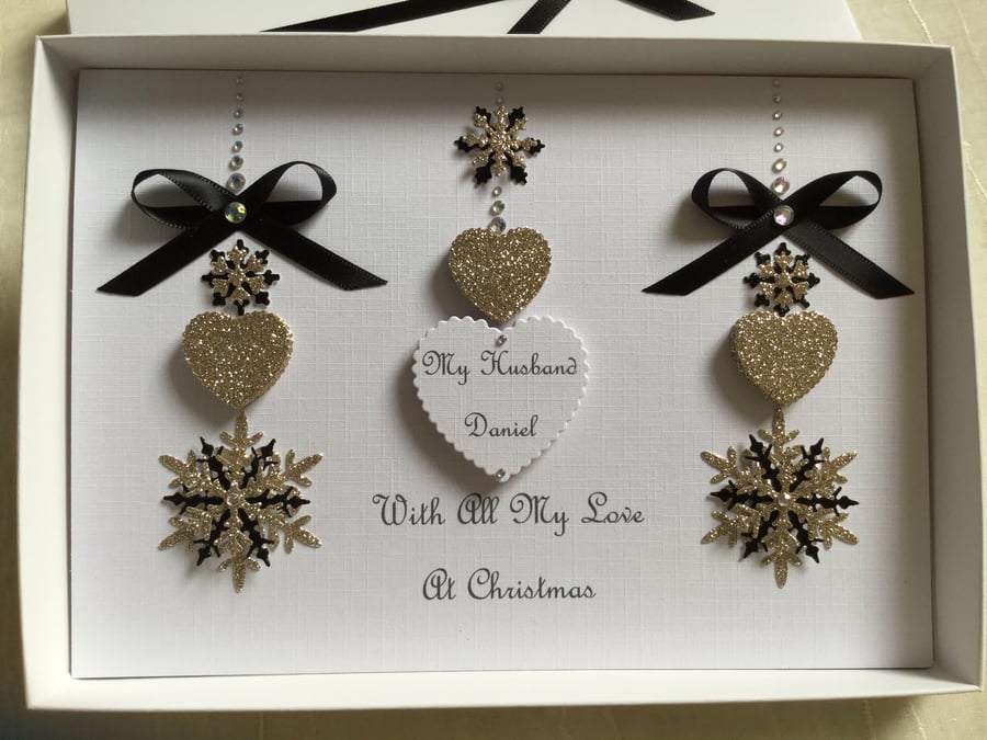 Christmas Card Personalised Husband Boyfriend Wife Girlfriend Gift Boxed Mum Dad