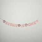 Dog Cat Custom Birthday Banner Personalised Bunting Pink & Gold