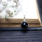 Black Obsidian Necklace Wire Wrapped in Sterling Silver