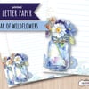 Letter Writing Paper - jar of flowers, in a watercolour design