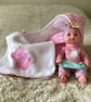 Small Doll's Carrycot with Free Doll - Image 2