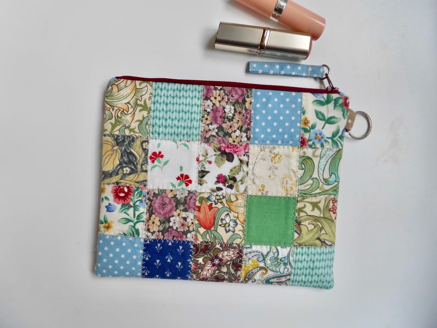 Patchwork make up bag large size pouch