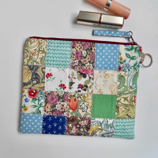 Patchwork make up bag large size pouch