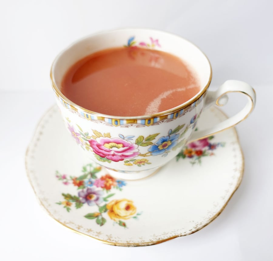 Fake Cup of Tea in Vintage Bone China Cup with Saucer.   Table Decor.  
