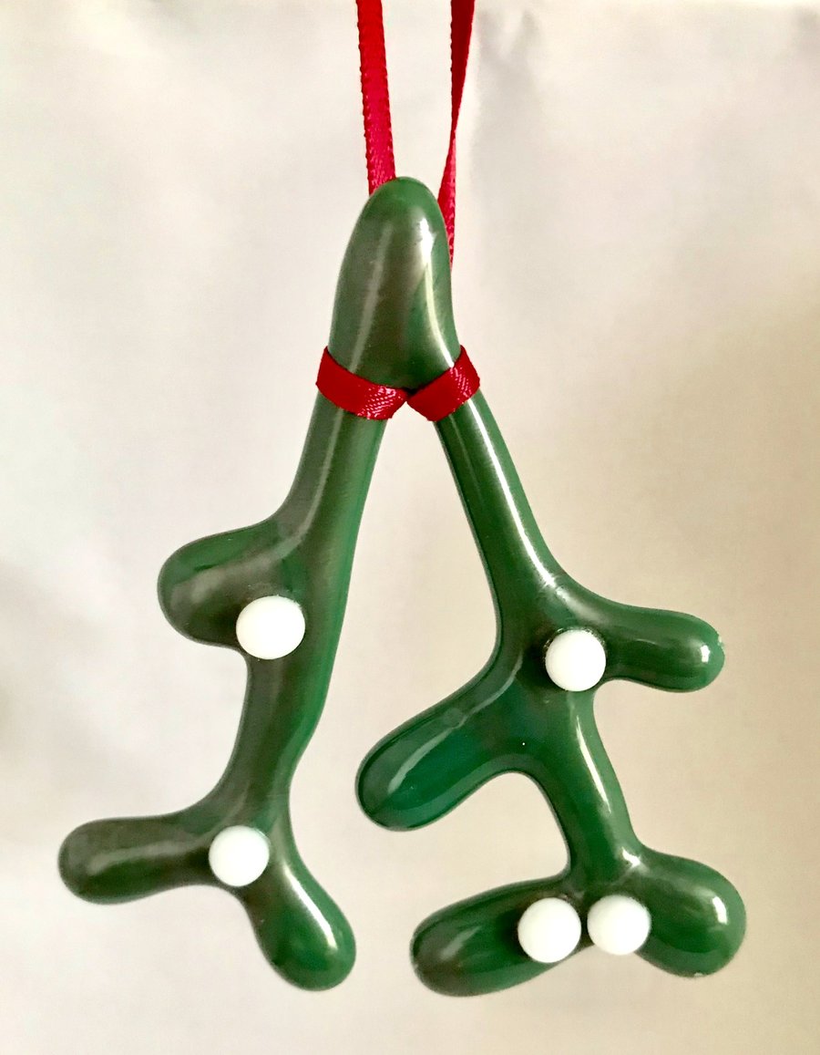 Fused Glass Mistletoe Decoration 