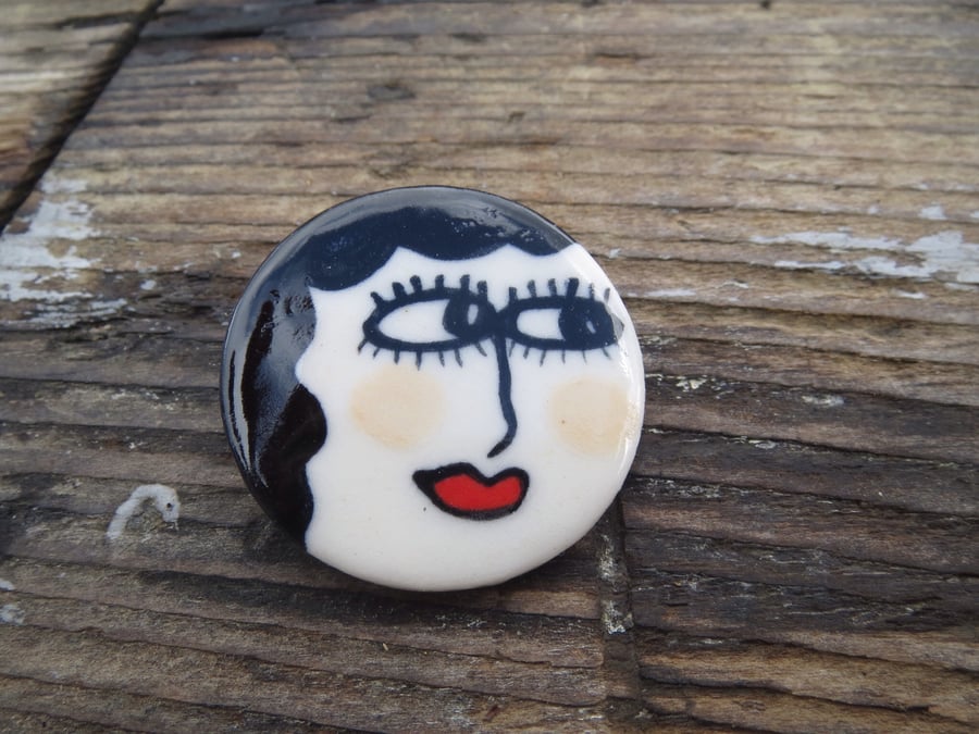 Porcelain Betty Boop Brooch