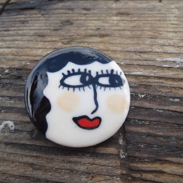 Porcelain Betty Boop Brooch