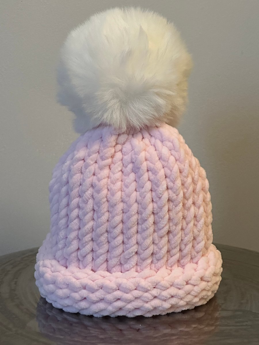 Handmade Pink Hat with Pom Pom 