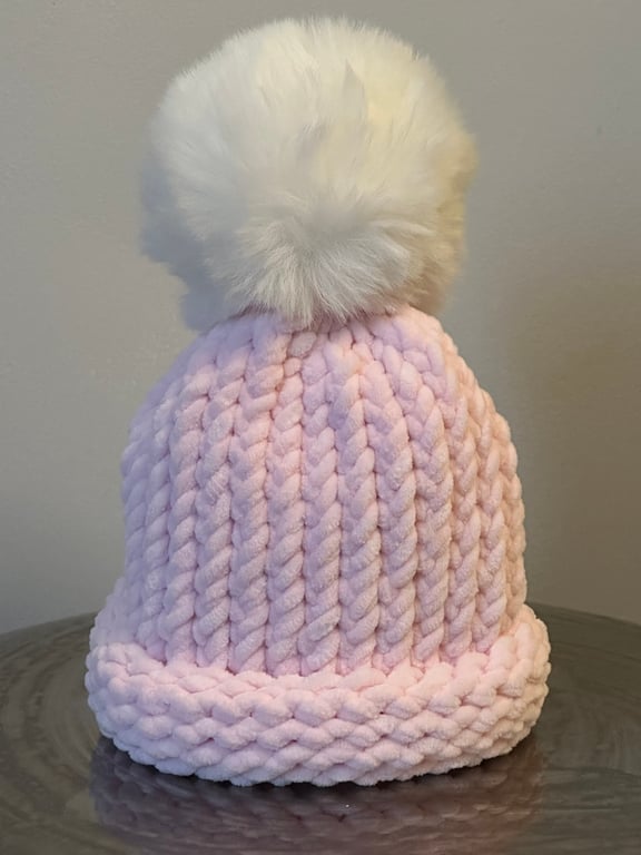 Handmade Pink Hat with Pom Pom 