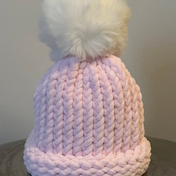 Handmade Pink Hat with Pom Pom 