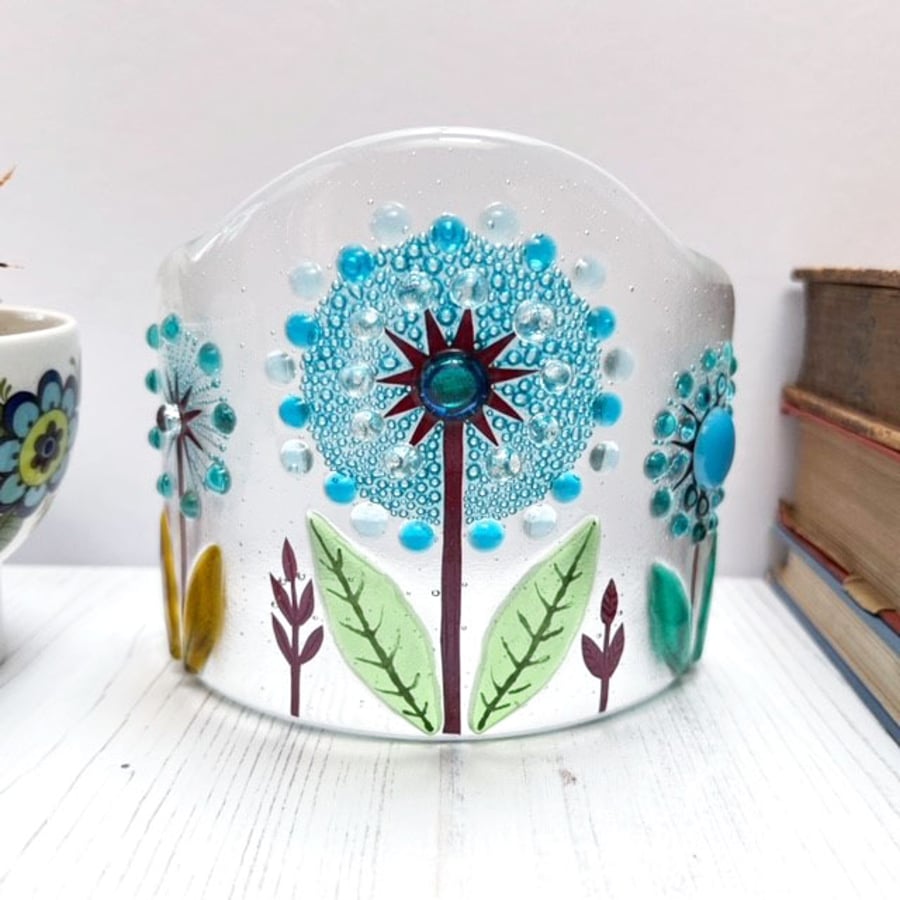 Fused Glass Flower Curve - Handmade Glass Sculpture