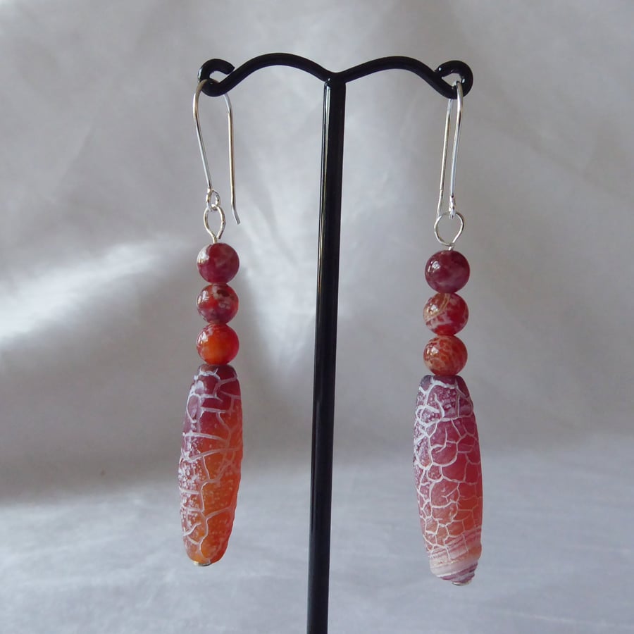 Sterling Silver and Fire Agate Earrings 