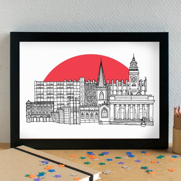 Sheffield United Football Club Skyline Art Print with Bramall Lane