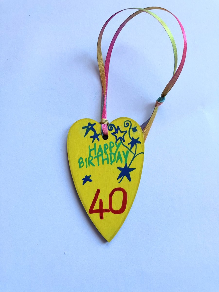 40th birthday wooden heart