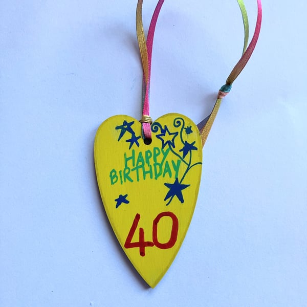 40th birthday wooden heart