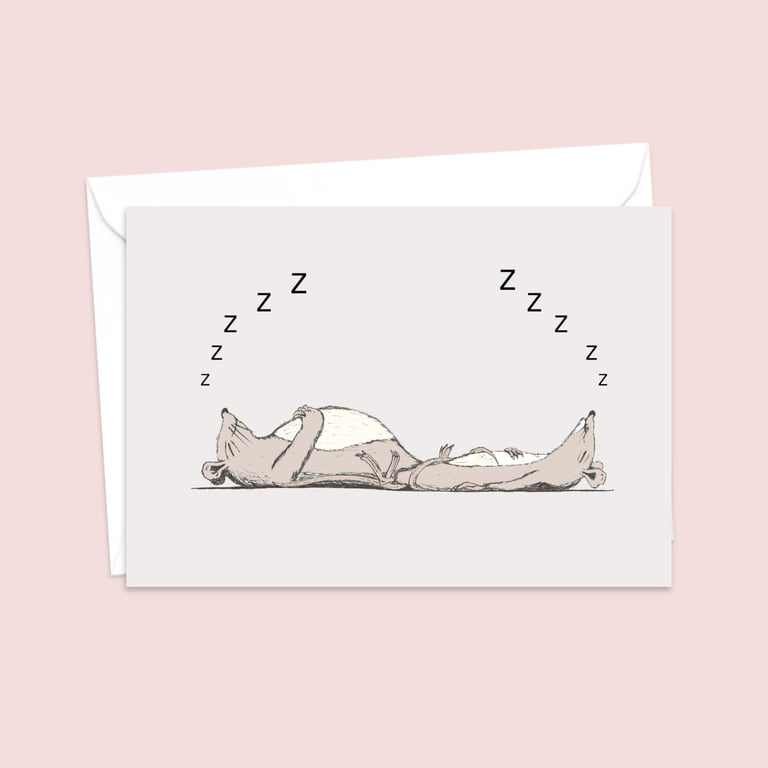 Sleeping Mice Greeting Card: Cute Hand Drawn Pencil Illustration (202)