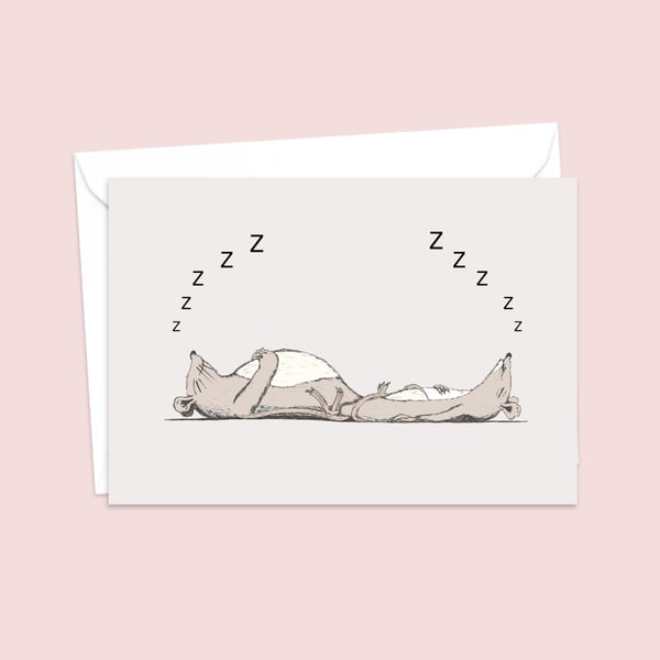 Sleeping Mice Greeting Card: Cute Hand Drawn Pencil Illustration (202)