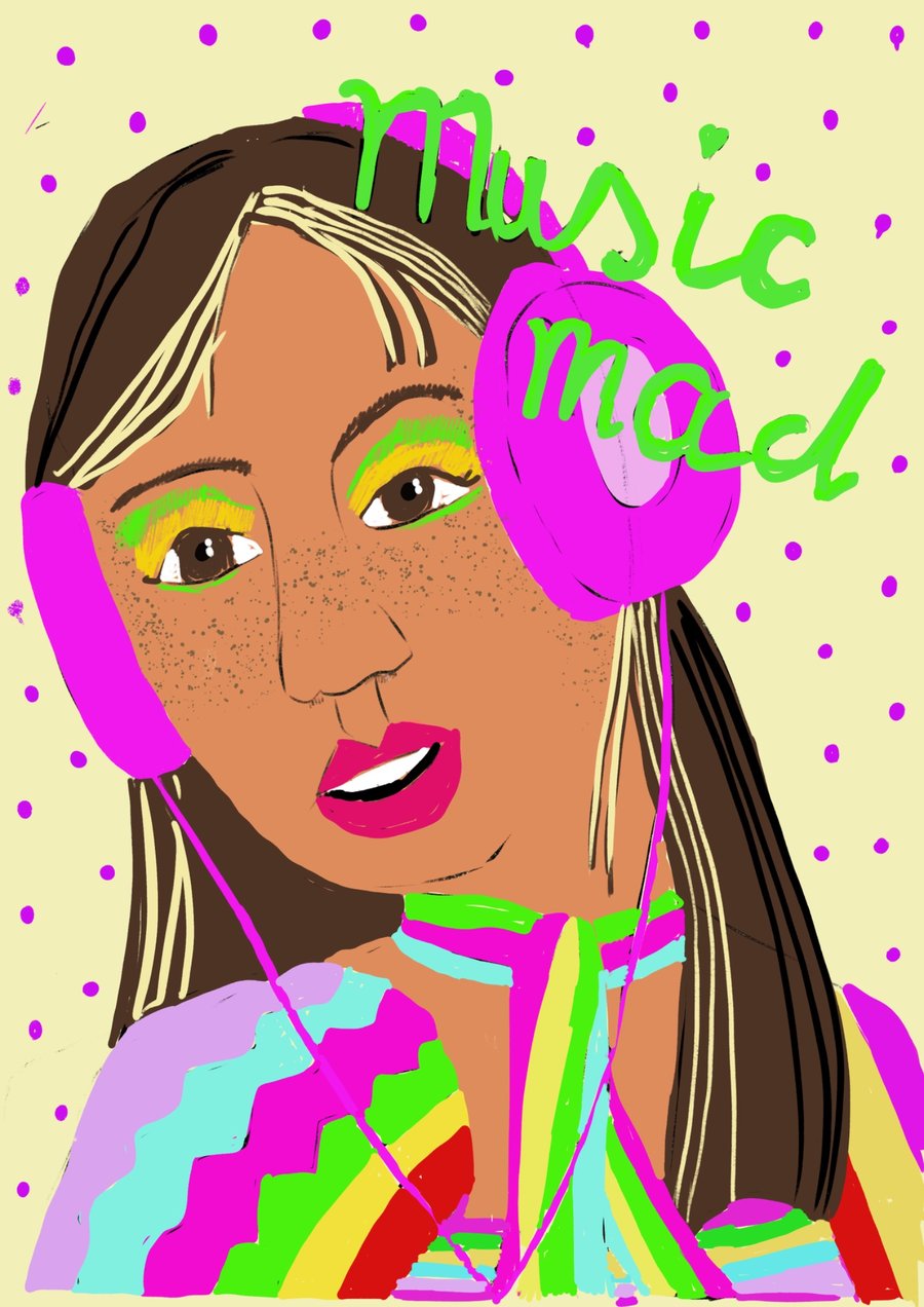 Colourful music mad girl