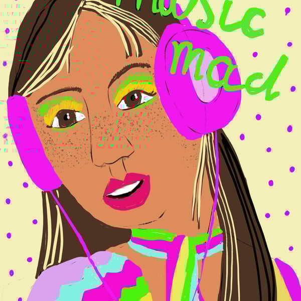 Colourful music mad girl