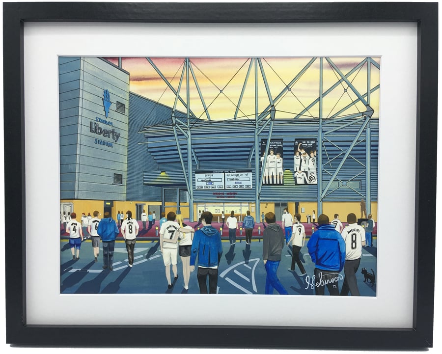 Swansea City F.C, Liberty Stadium, High Quality Framed Football Art Print.