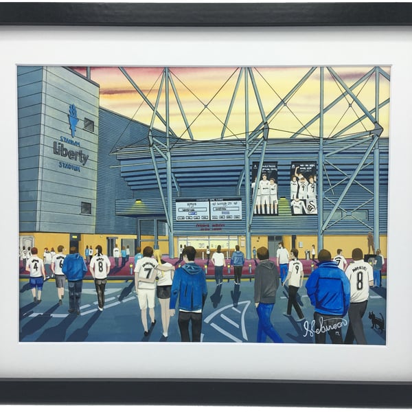 Swansea City F.C, Liberty Stadium, High Quality Framed Football Art Print.