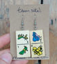 Cricket Mantis & Butterfly Bee Insect Domino Earrings - Upcycled Toys