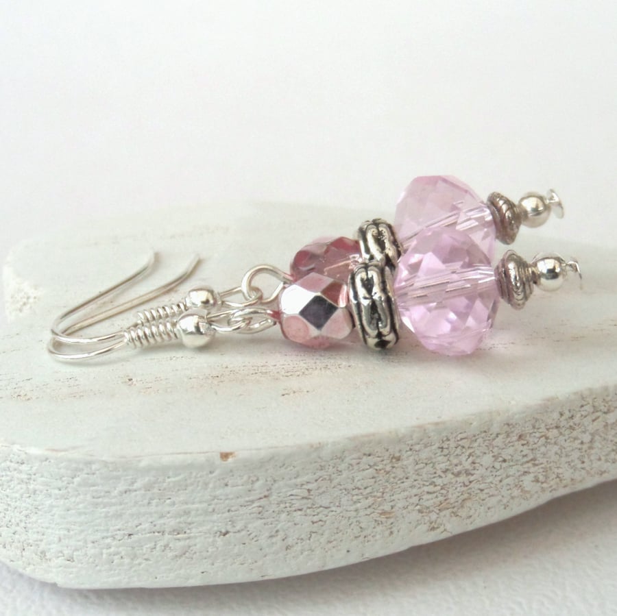 Pink crystal earrings