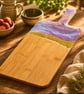 Lavender dreams a handcrafted serving board natural wood with flowing resin art