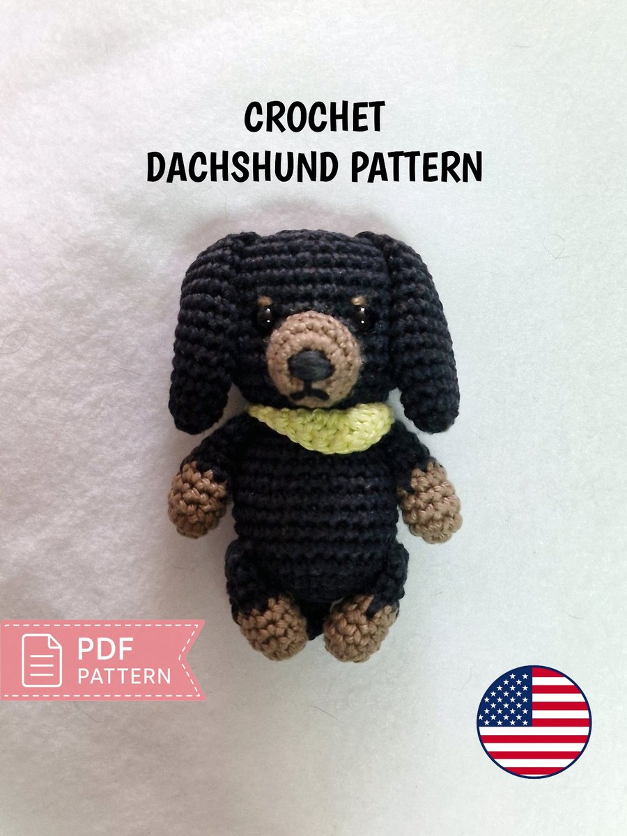 Dachshund Dog Crochet PDF - Amigurumi Puppy Bag Charm