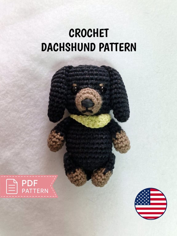 Dachshund Dog Crochet PDF - Amigurumi Puppy Bag Charm
